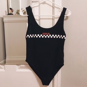 Forever 21 Trendy racetrack black bodysuit. (Med)